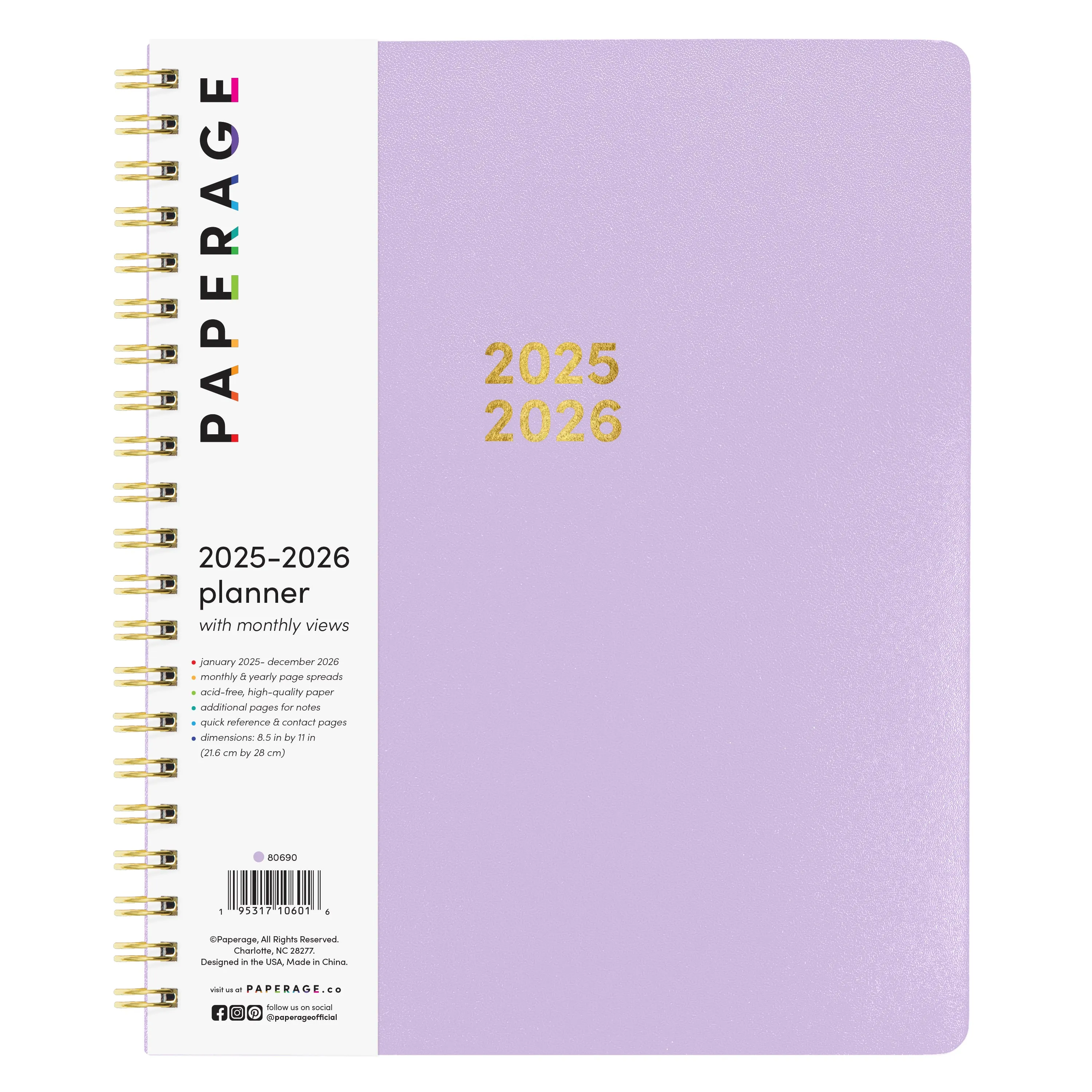 2025-2026 2 Year Planner, Spiral Bound, Flexible Cover (9 in x 11 in)