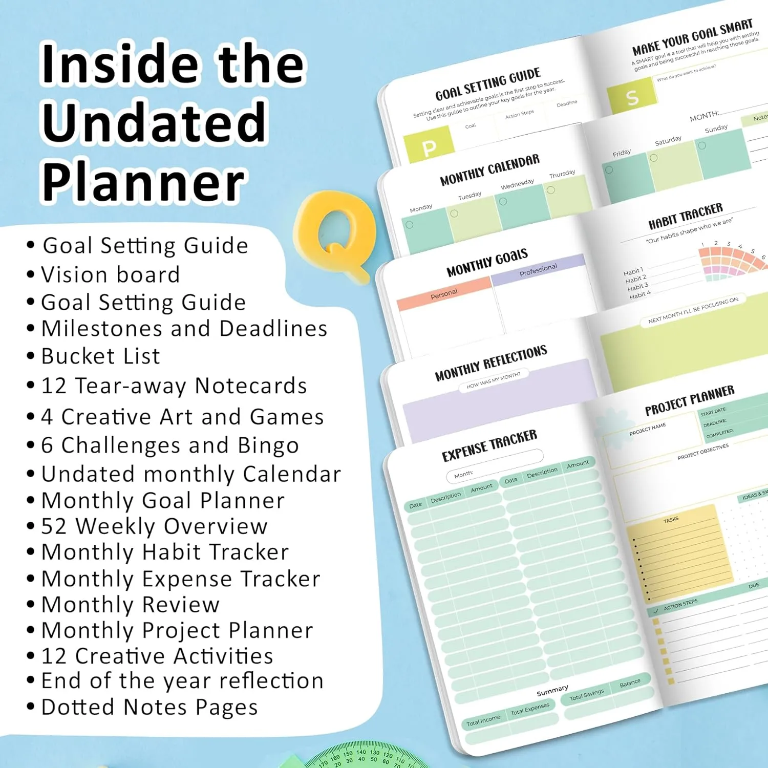 2025 Undated Annual Planner - Floral