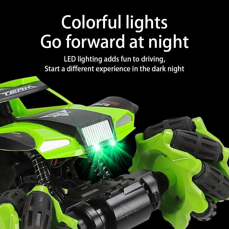 2.4g Remote Control Truck Speed Drift Car Toy Cross-country Racing Double Remote Green