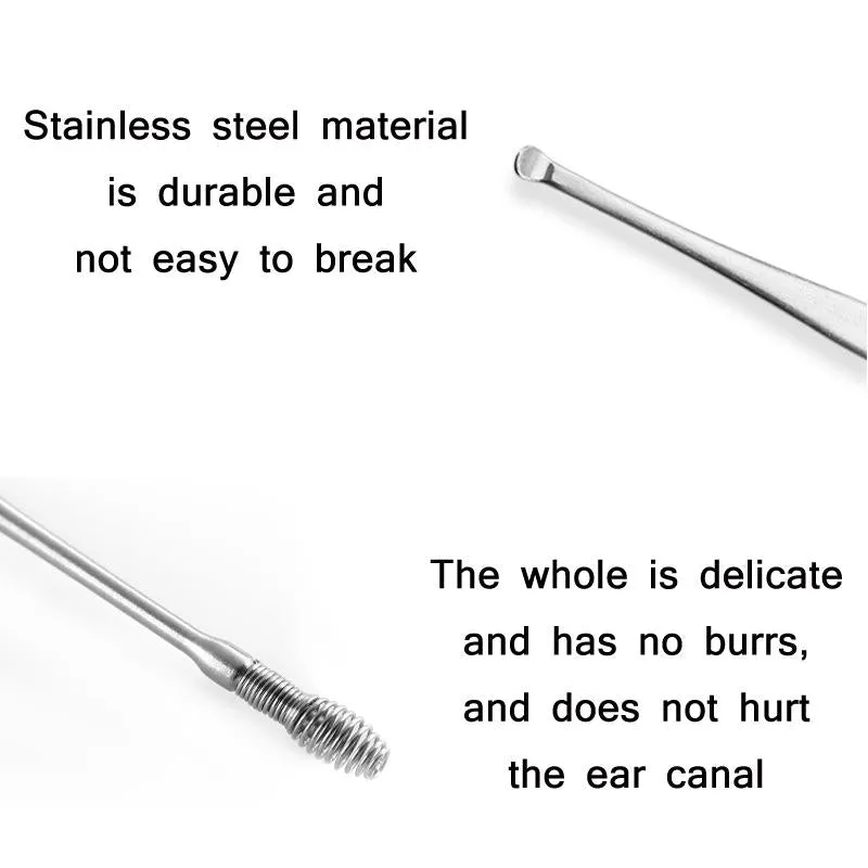 3 Piece Stainless Steel Double Ended Ear Scoop Set