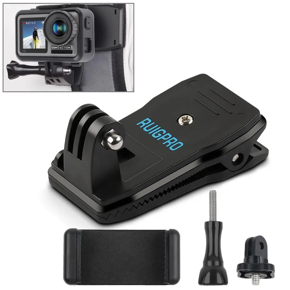 360 Degree Rotation Backpack Mount for Gopro Dji Xiaoyi & Other Action Cameras