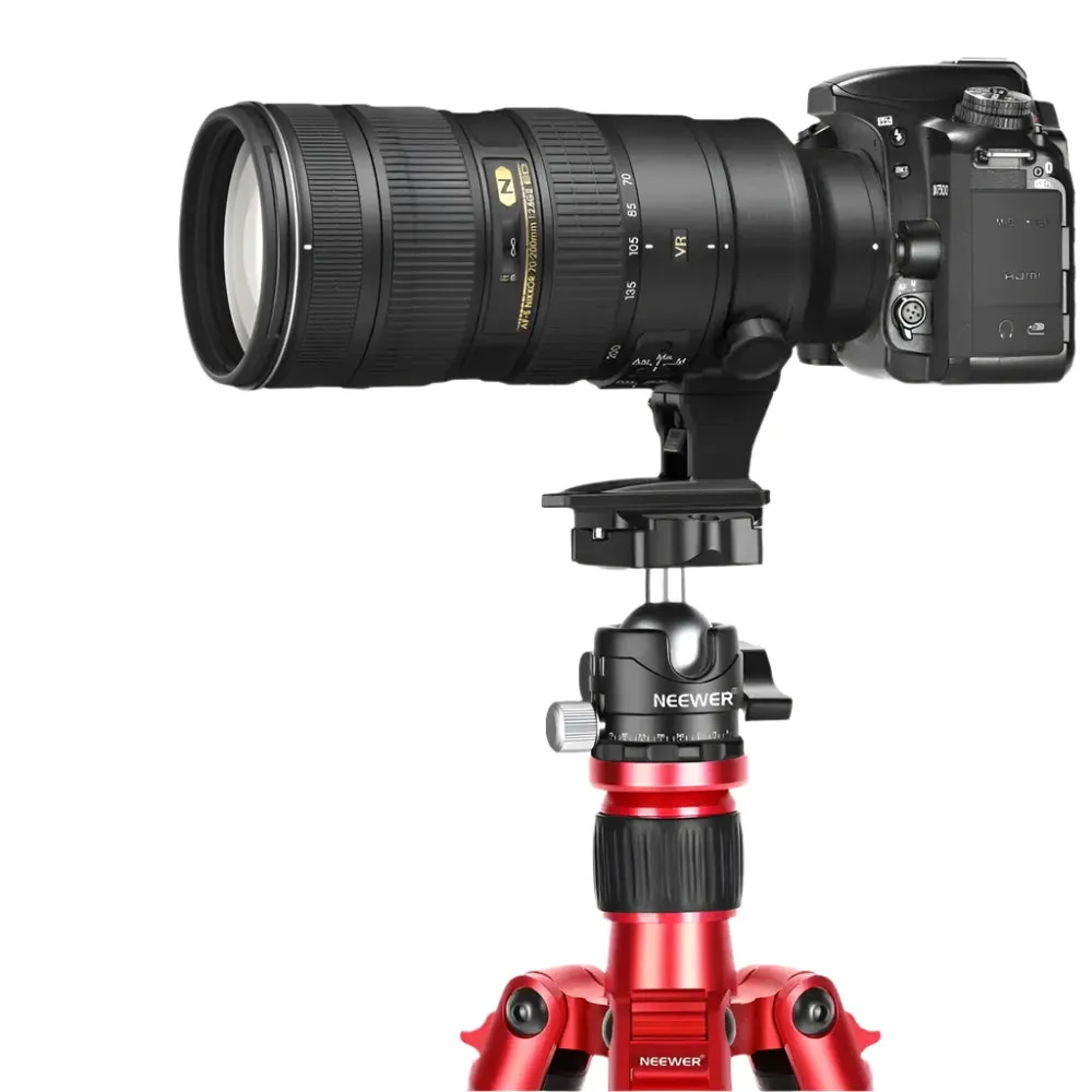 360 Rotating Low Profile Tripod Ball Head with 2 Lock Knobs 1/4 Qr Plate and Bubble Level