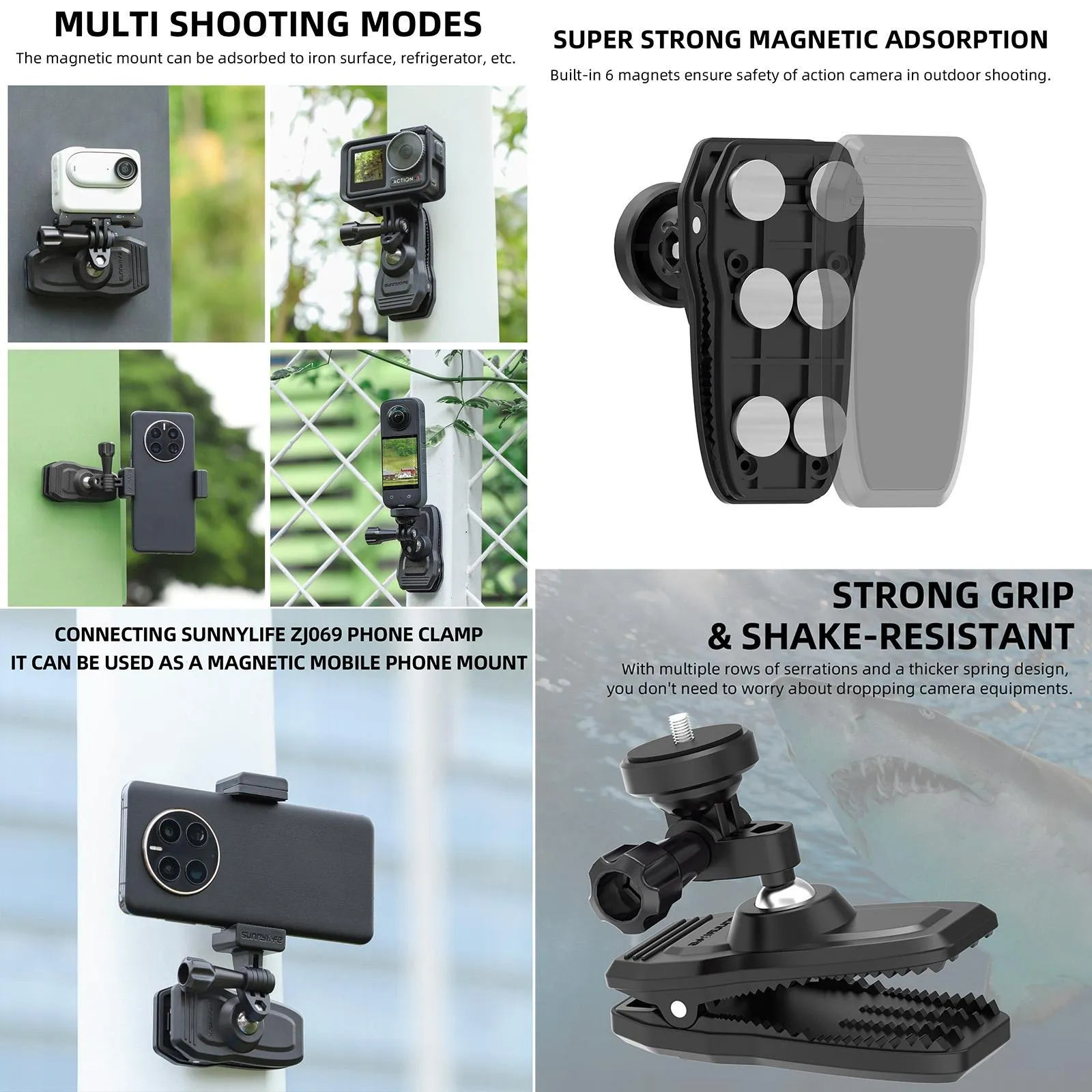 360° Swivel Backpack Clip | For Magnetic Action Camera Mount