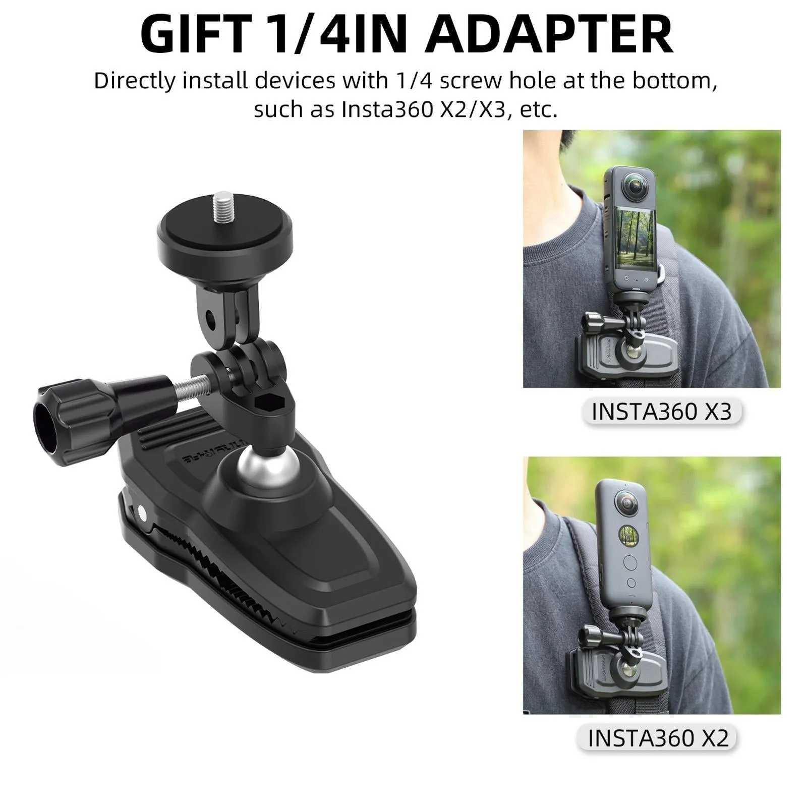 360° Swivel Backpack Clip | For Magnetic Action Camera Mount