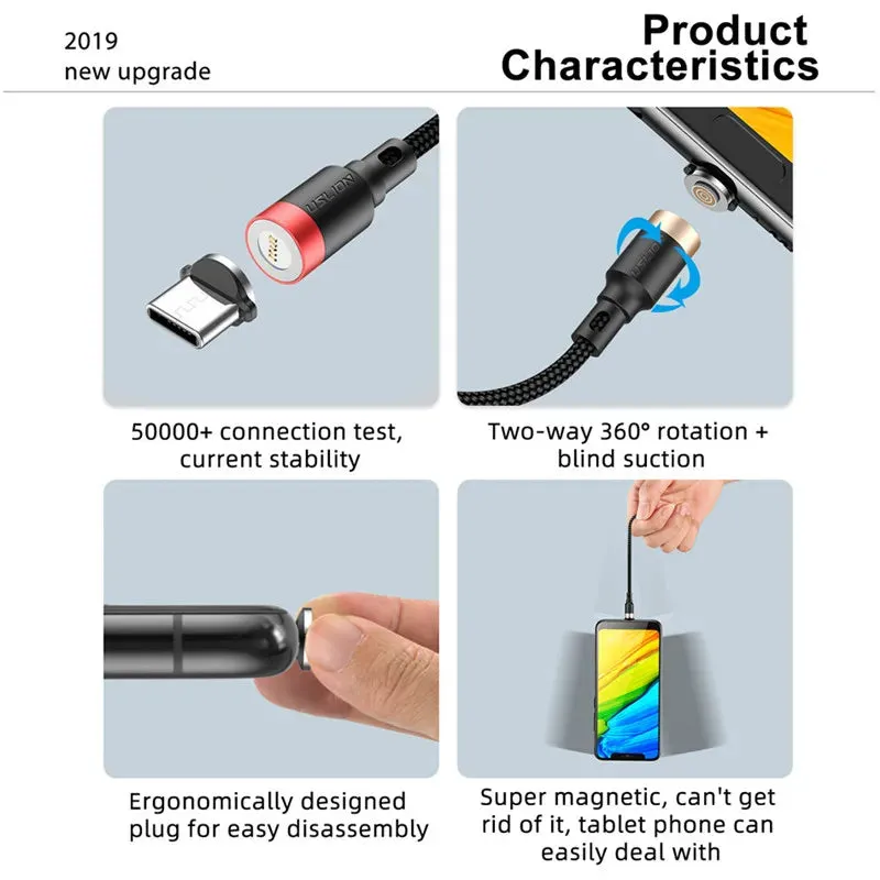 3a Magnetic Fast Charge Cable for Iphone Xs Max Xr 8 7 6s Plus Samsung Xiaomi Huawei