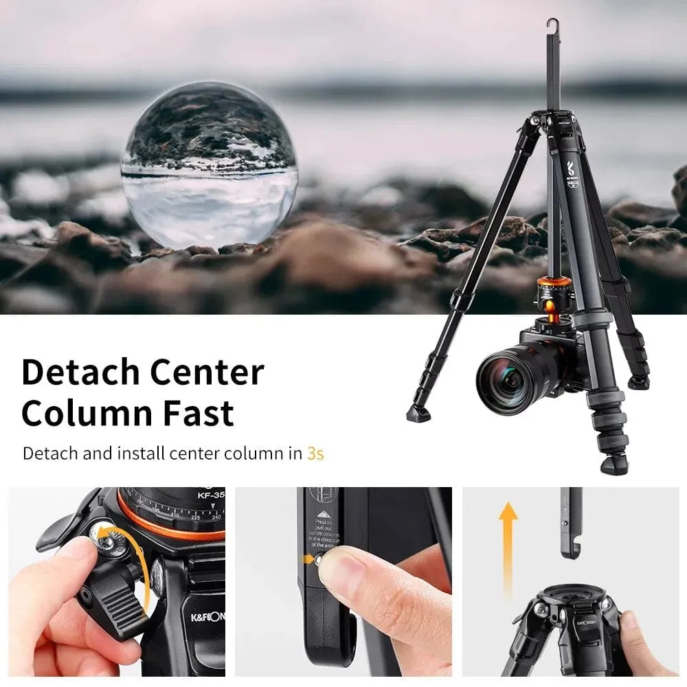 69.3inch Travel Camera Tripod Aluminium Professional Tripod 15kg 33lbs Load with Panorama Ball Head Quick Release