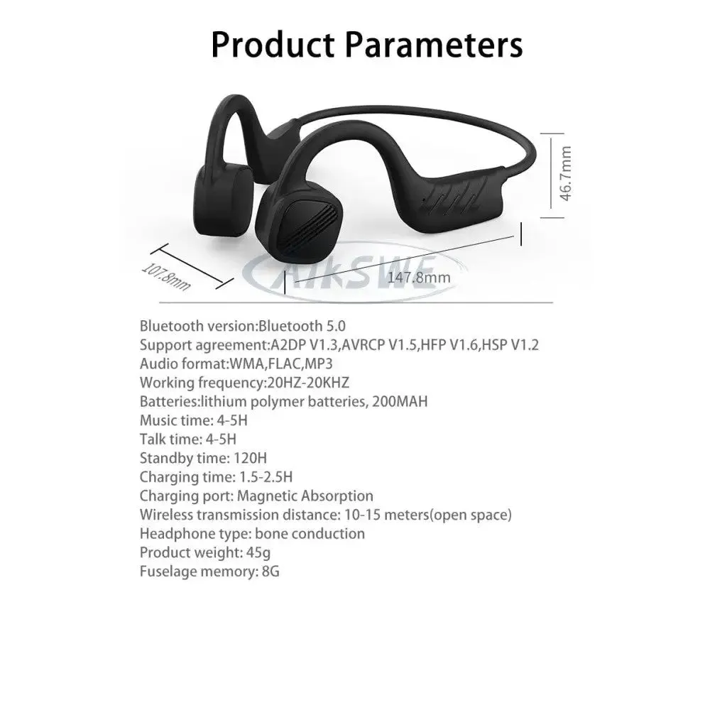 8gb Wireless Bone Conduction Waterproof Mp3 Music Player Bluetooth Swimming Headphone