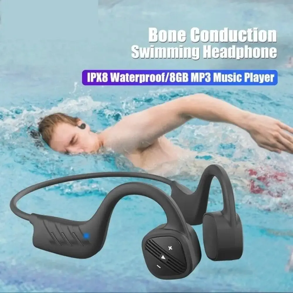 8gb Wireless Bone Conduction Waterproof Mp3 Music Player Bluetooth Swimming Headphone