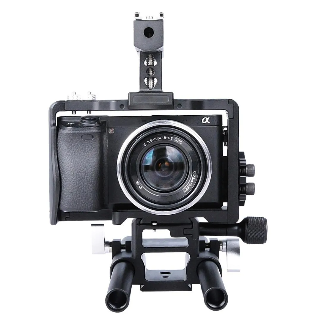 Camera Cage Stabilizer With Handle - Black For Sony A6000 / A6300 / A6400 / A6500