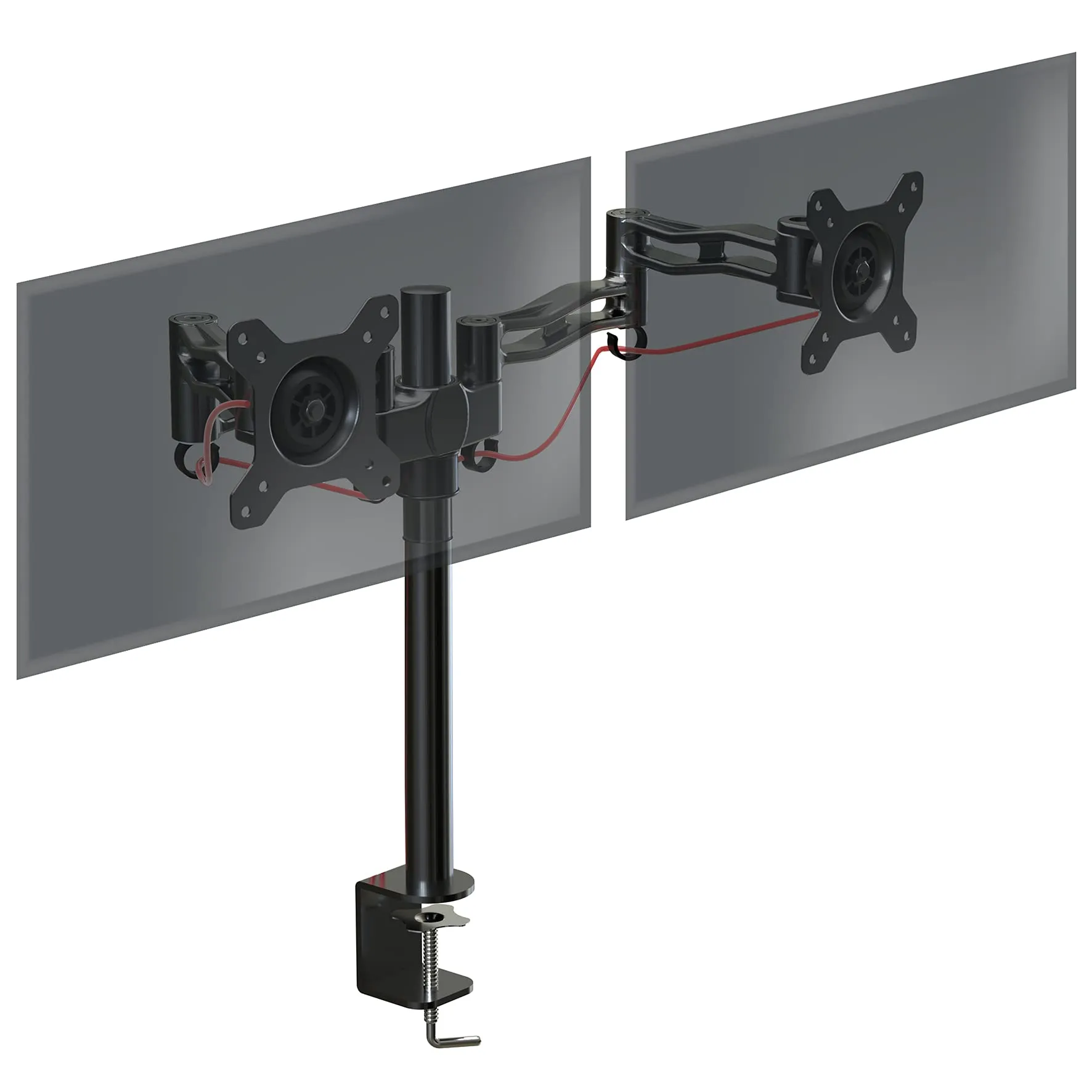 Duronic Computer Monitor Arms Stand DM352 BK Dual Freestanding PC Multi Arm Desk Mount Twin Adjustable Stands for VESA 75/100 Two 13-27 Inch LED LCD Screens 8kg Capacity Mounts Tilt -15/ 15 - Black