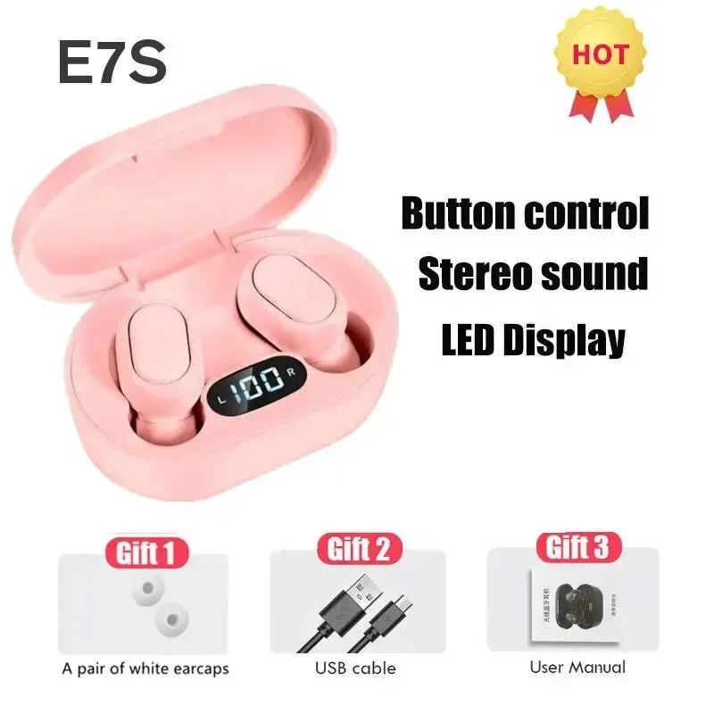 E7s Tws Wireless Headphones Bluetooth Earphones for Sports with Waterproof Design Mic and Music Control Compatible with All Smartphones