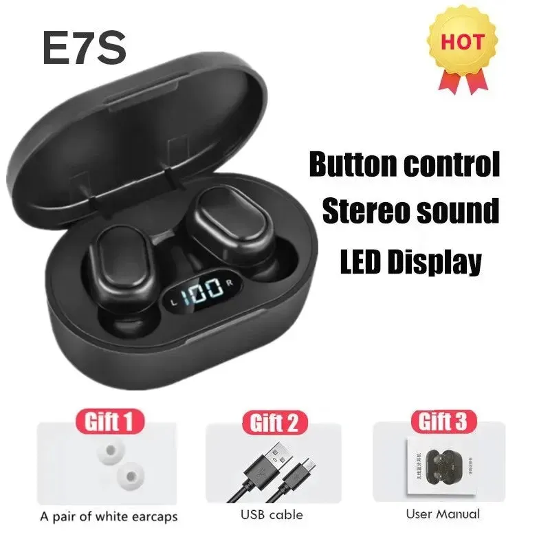 E7s Tws Wireless Headphones Bluetooth Earphones for Sports with Waterproof Design Mic and Music Control Compatible with All Smartphones