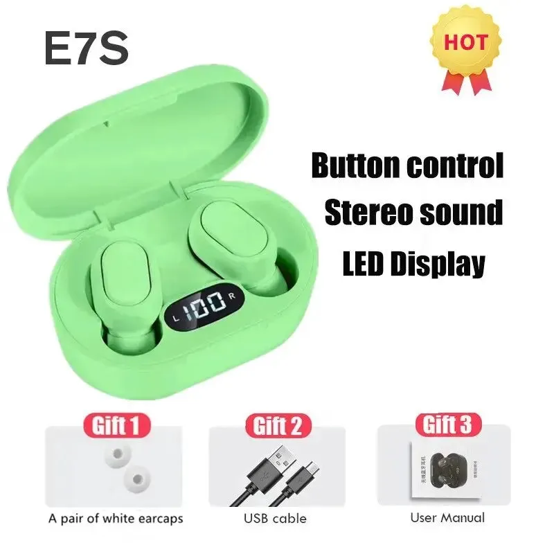 E7s Tws Wireless Headphones Bluetooth Earphones for Sports with Waterproof Design Mic and Music Control Compatible with All Smartphones