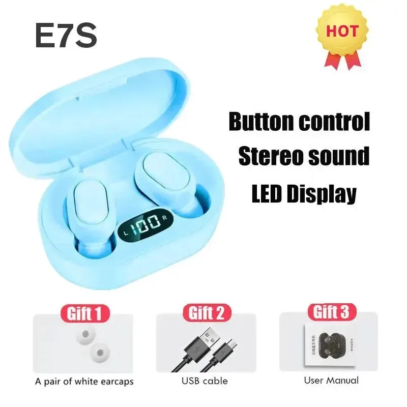 E7s Tws Wireless Headphones Bluetooth Earphones for Sports with Waterproof Design Mic and Music Control Compatible with All Smartphones