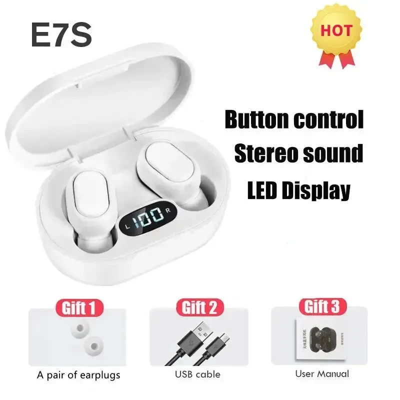 E7s Tws Wireless Headphones Bluetooth Earphones for Sports with Waterproof Design Mic and Music Control Compatible with All Smartphones