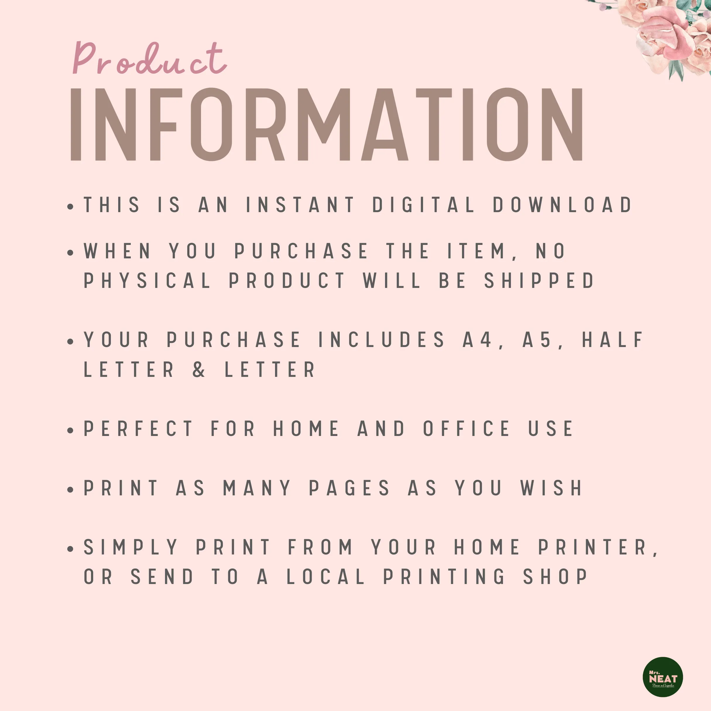 Floral Credit Tracker Printable - M010