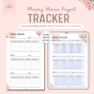 Floral Credit Tracker Printable - M010