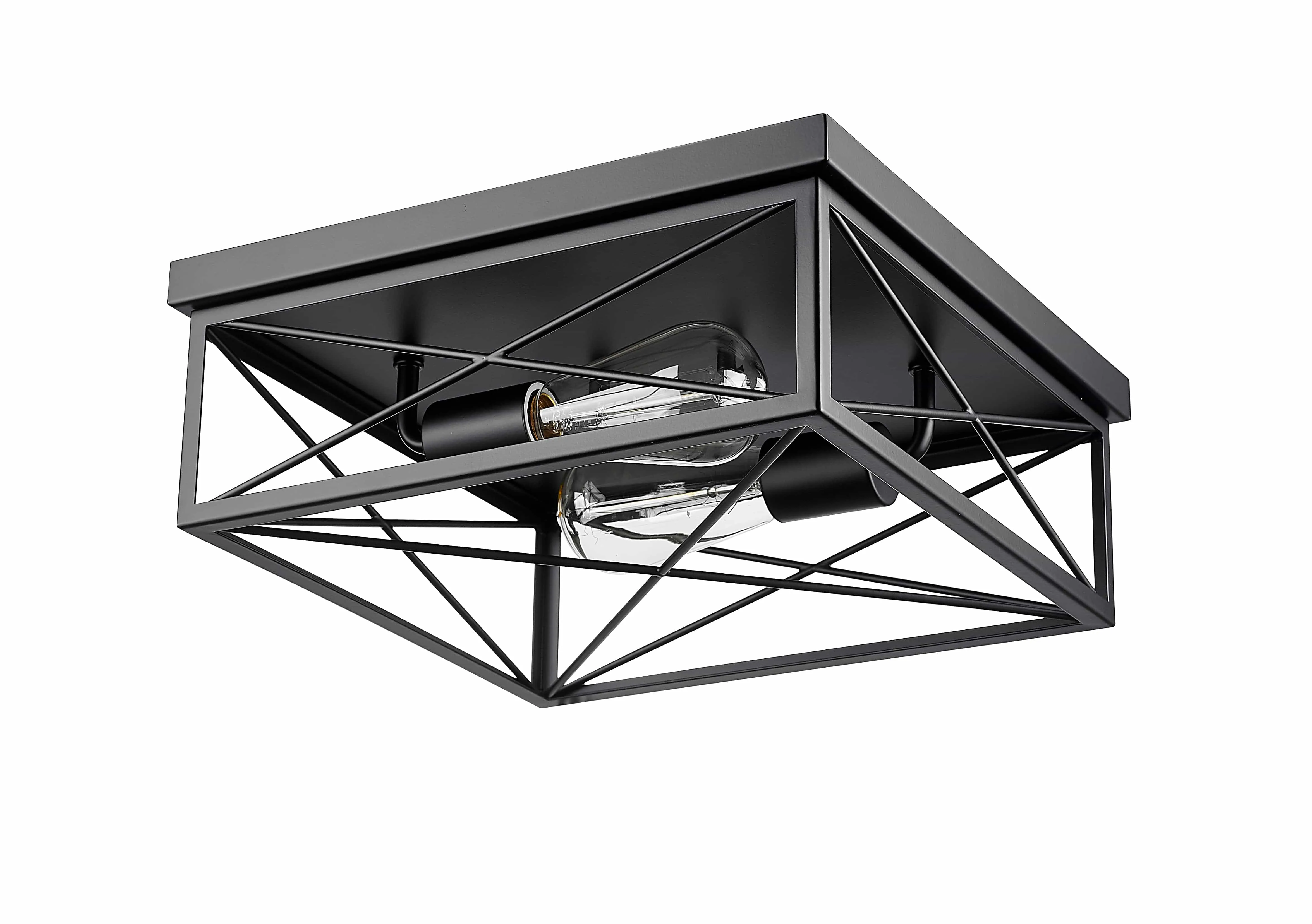 Flush Mount Fixture - Matte Black - 13in. Diameter - E26 Medium Base