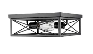 Flush Mount Fixture - Matte Black - 13in. Diameter - E26 Medium Base