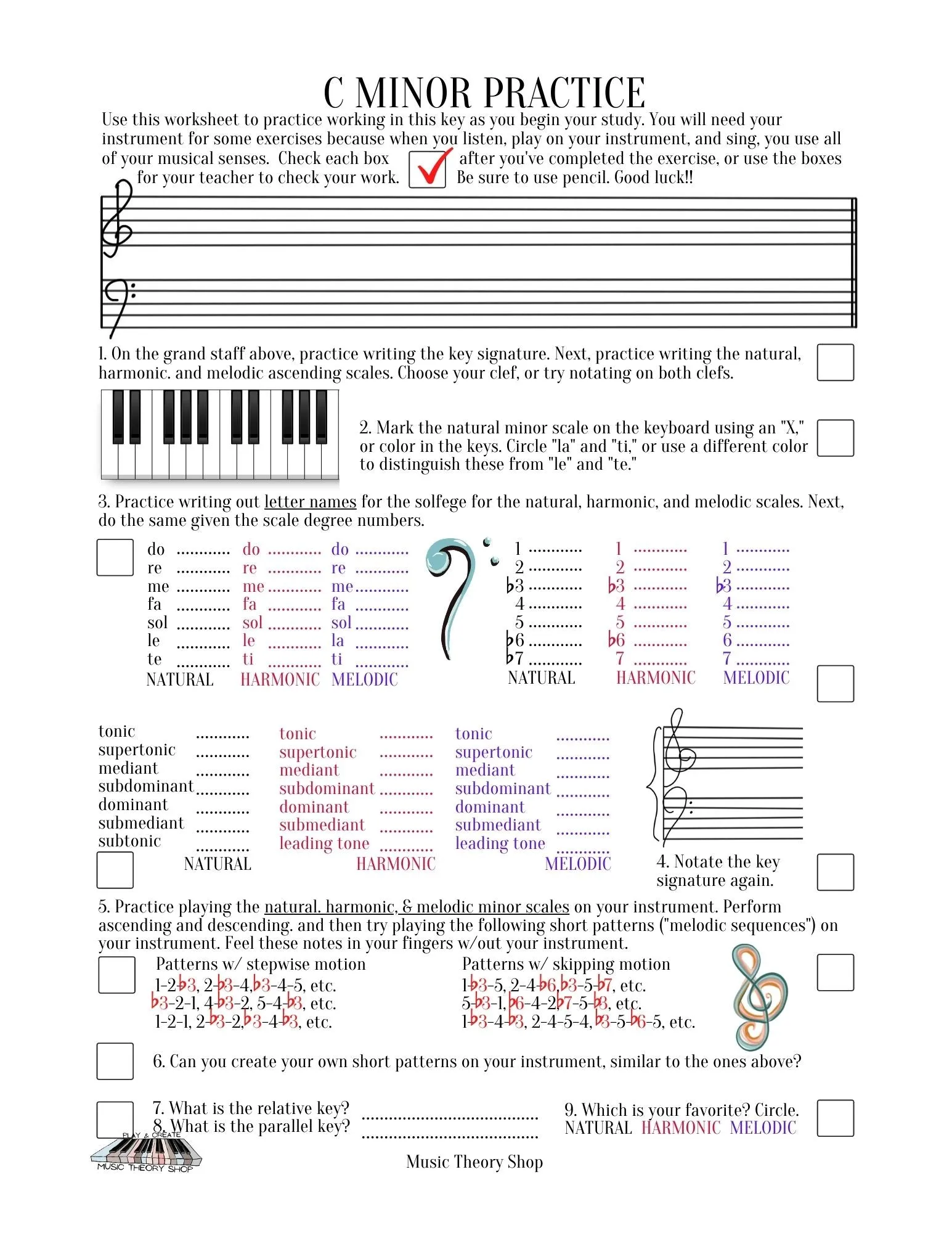Home Sweet Tonic Study Sheets