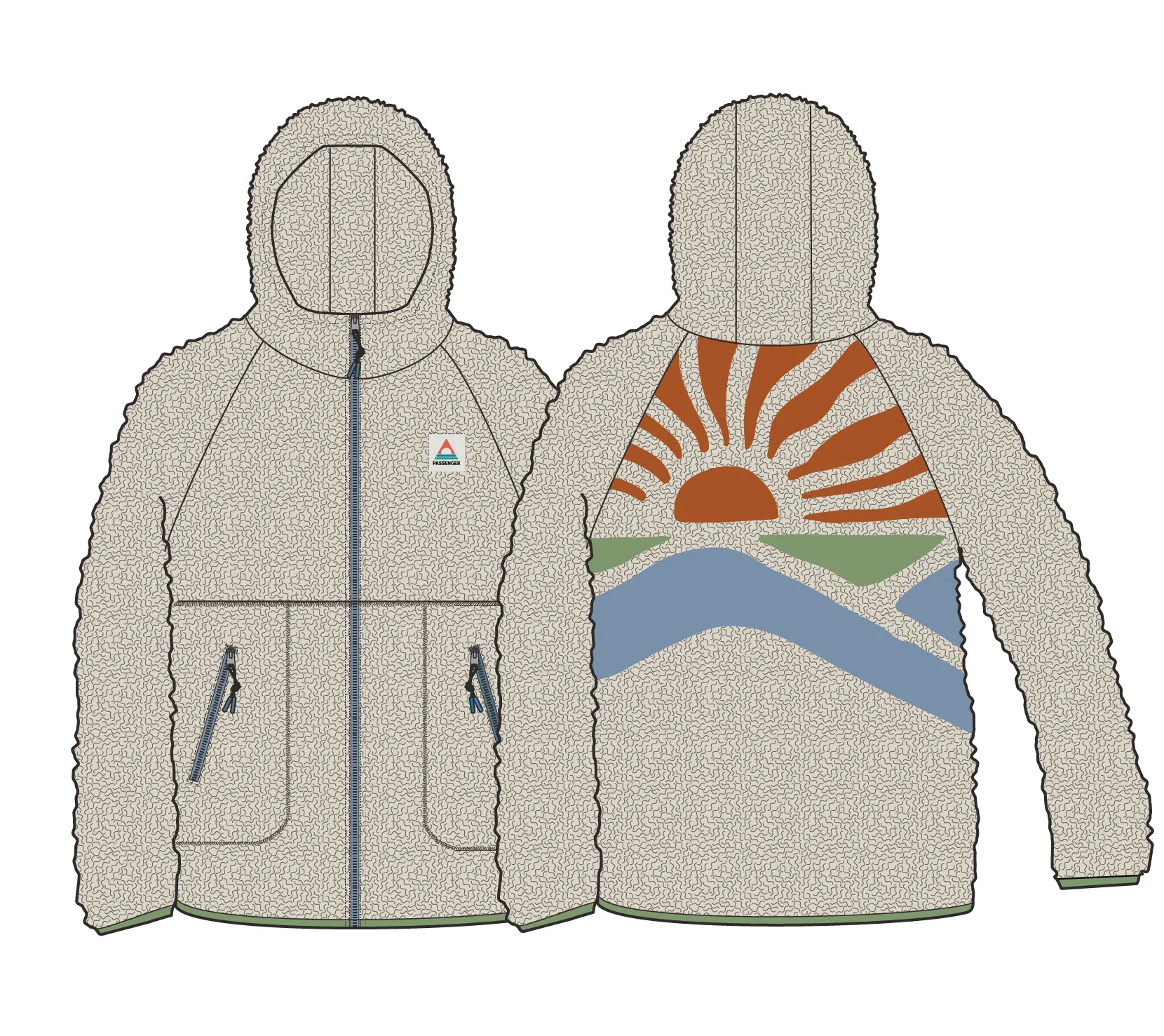 North Coast Vista 2.0 Full Zip Recycled Sherpa Fleece - Oatmeal