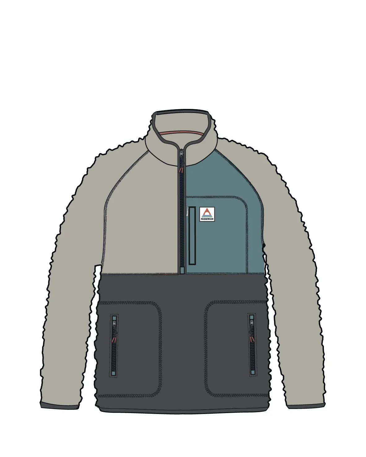 Offgrid 2.0 1/2 Zip Recycled Sherpa Fleece - Oatmeal/Charcoal