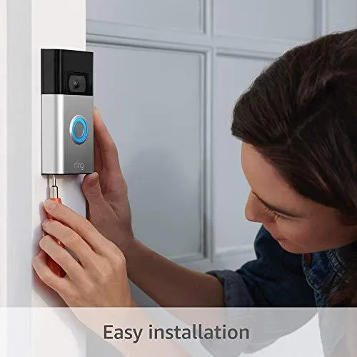 Ring Video Doorbell – newest generation, 2020 release – 1080p HD video, improved motion detection, easy installation – Satin Nickel