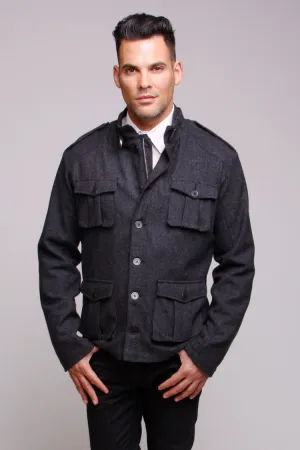 Silver Lining Carline Field Coat: Grey Wool
