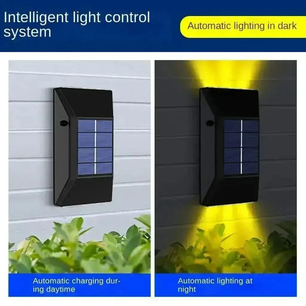 Solar LED Exterior Wall Lamp Waterproof For Garden, Balcony, Home, Patio, Terrace (Warm light)(Renewed)