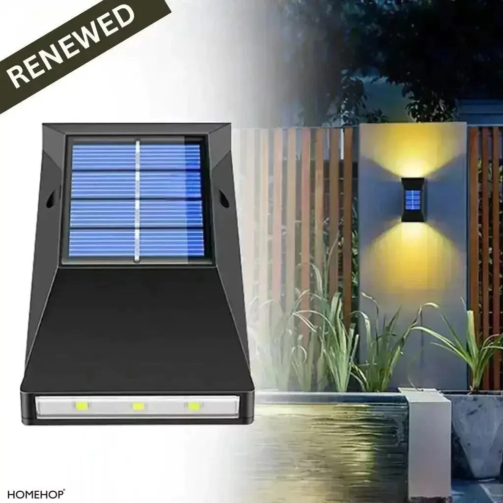 Solar LED Exterior Wall Lamp Waterproof For Garden, Balcony, Home, Patio, Terrace (Warm light)(Renewed)