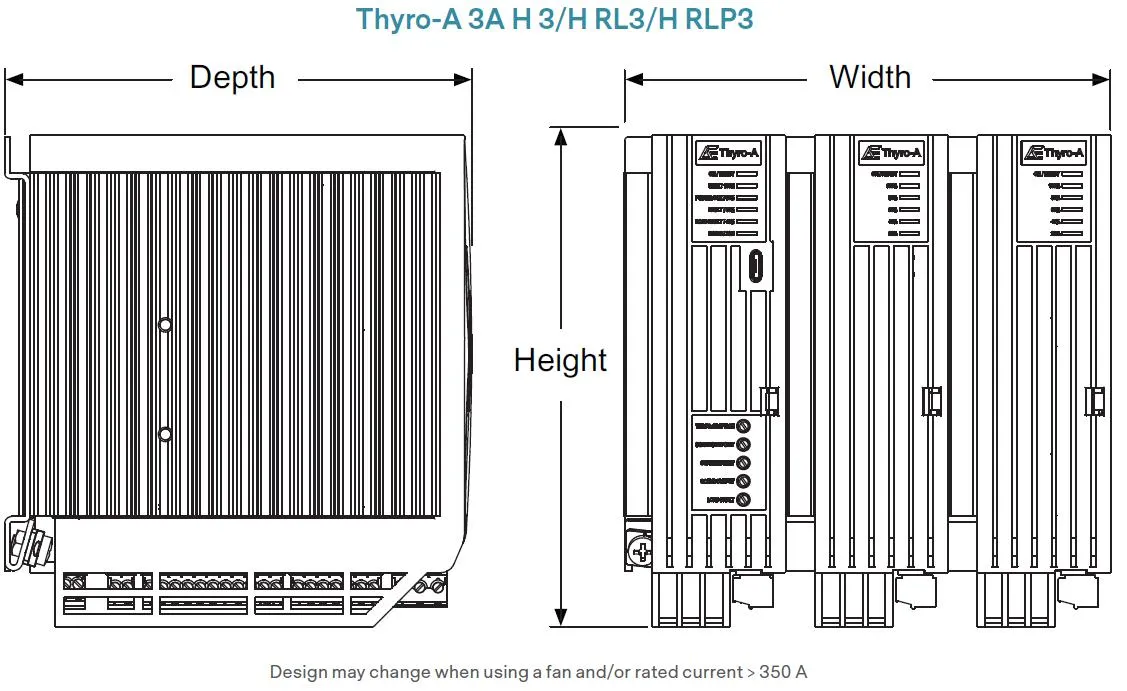 Thyro A 3A Series Three Phase SCR Controller 16 - 1500Amp 400VAC  10/-15%, Phase(VAR), Burst(TAKT) Fire, SWITCH Operating Modes