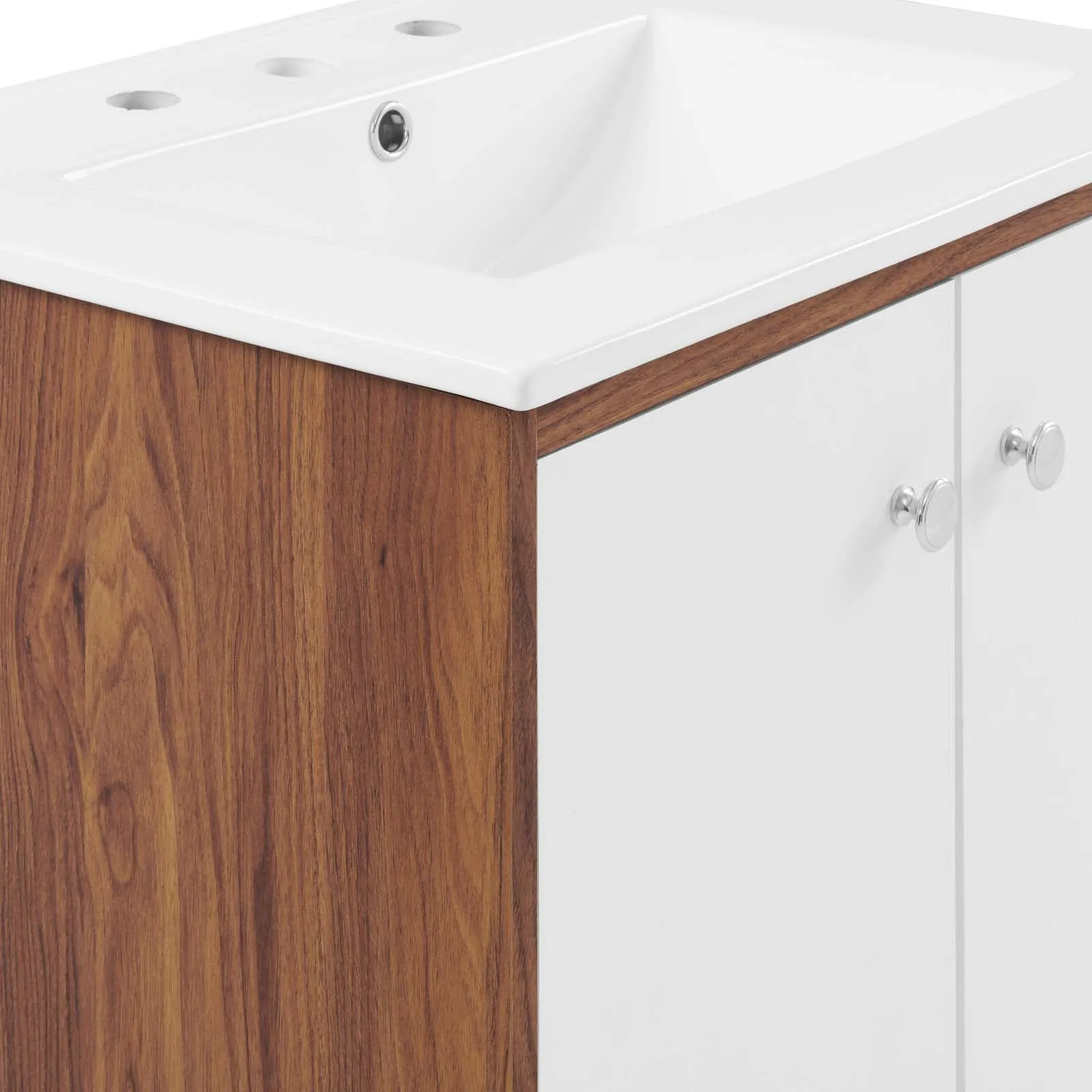 Transmit 24" 	Wall-Mount Bathroom Vanity Walnut White