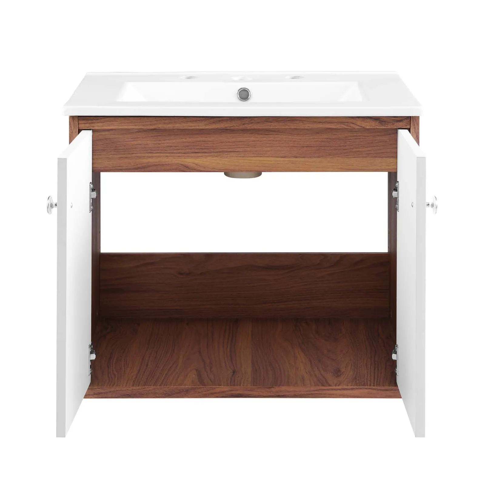 Transmit 24" 	Wall-Mount Bathroom Vanity Walnut White