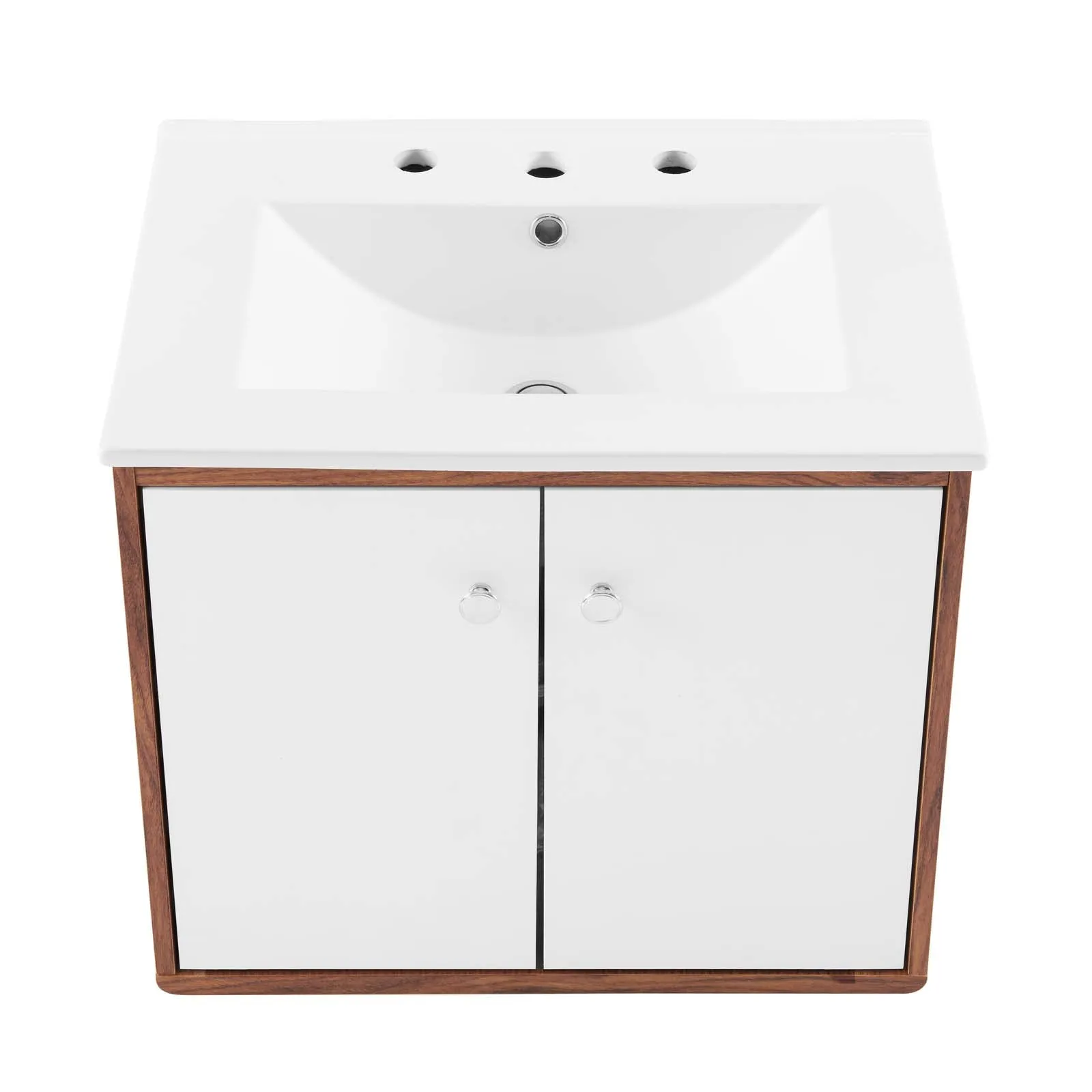 Transmit 24" 	Wall-Mount Bathroom Vanity Walnut White