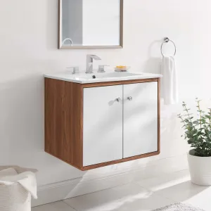 Transmit 24" 	Wall-Mount Bathroom Vanity Walnut White