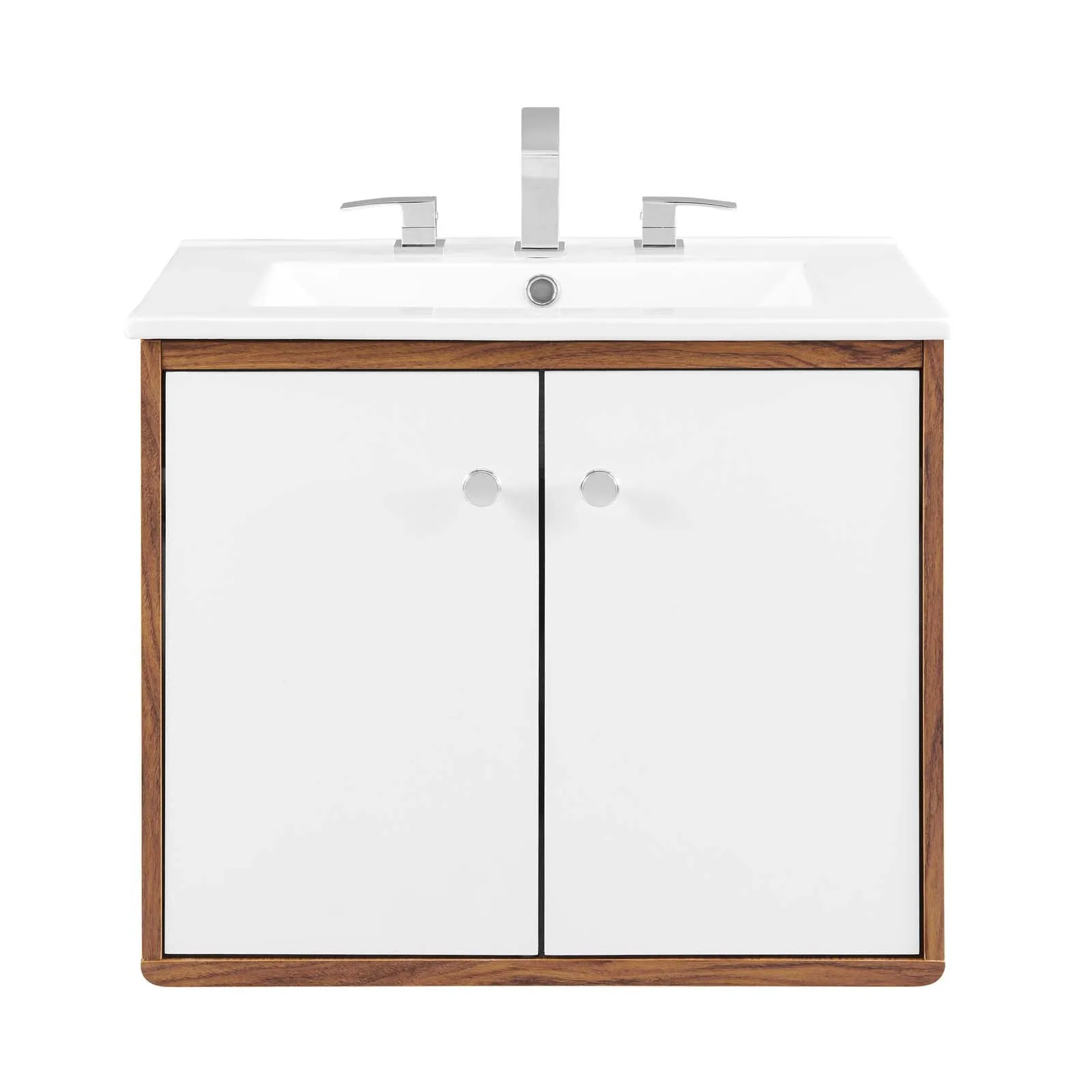 Transmit 24" 	Wall-Mount Bathroom Vanity Walnut White