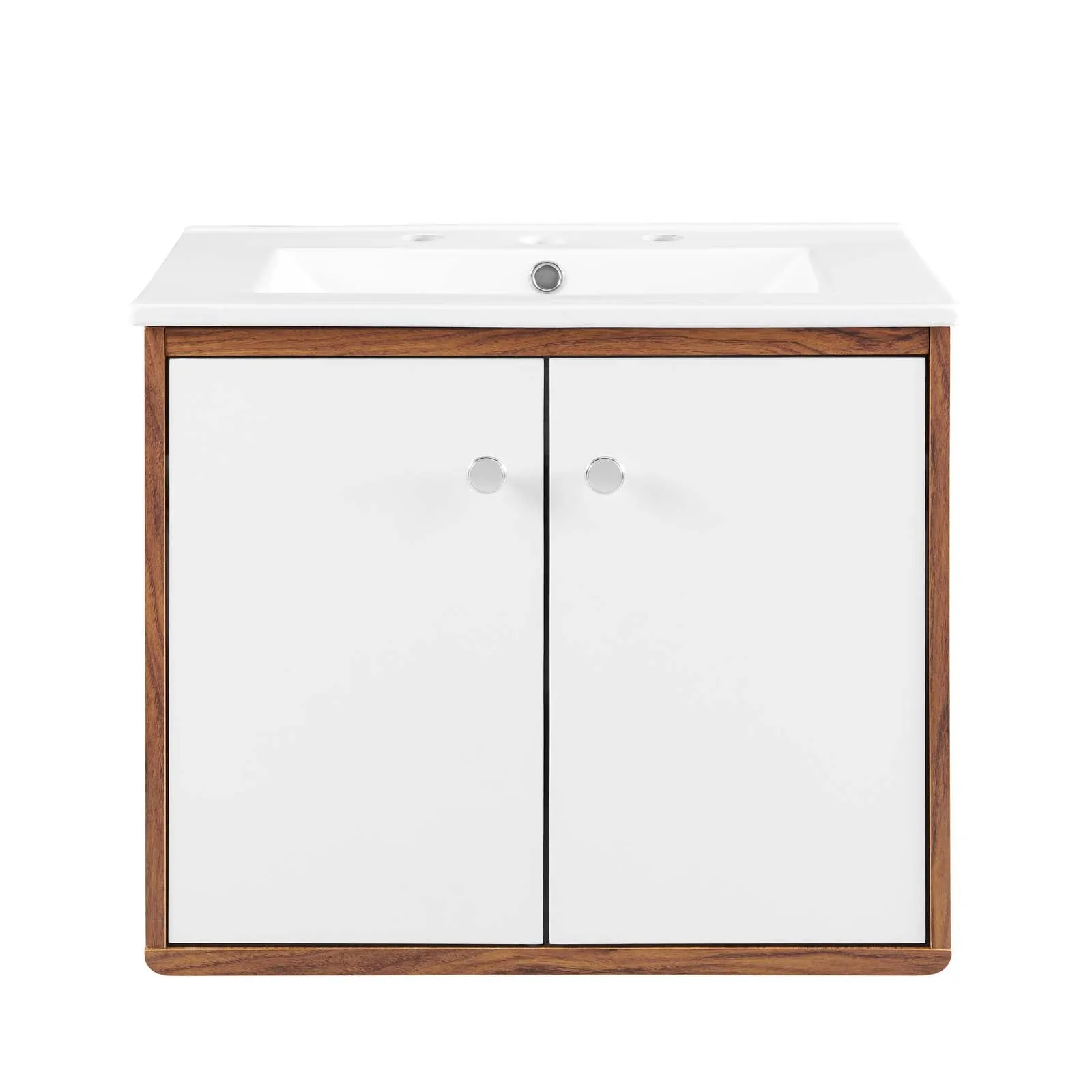 Transmit 24" 	Wall-Mount Bathroom Vanity Walnut White