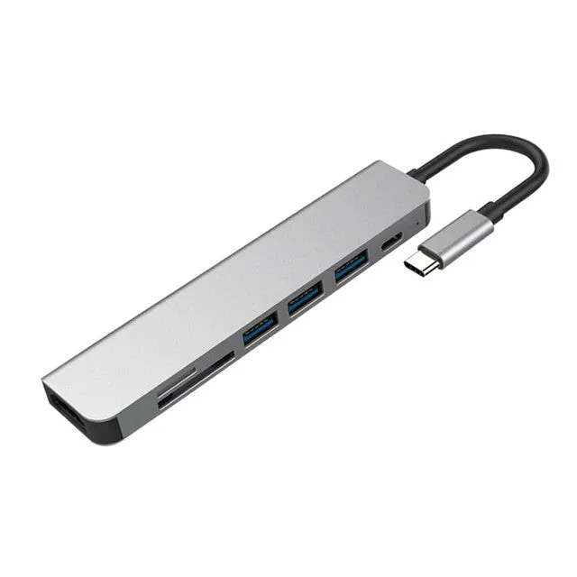 Type C to USB-C, USB 3.0, USB 2.0, 4K HDTV, SD, TF Adapter Hub Charging Dock for MacBook Samsung S20 Dex Xiaomi 10 PS5 iPad HDTV