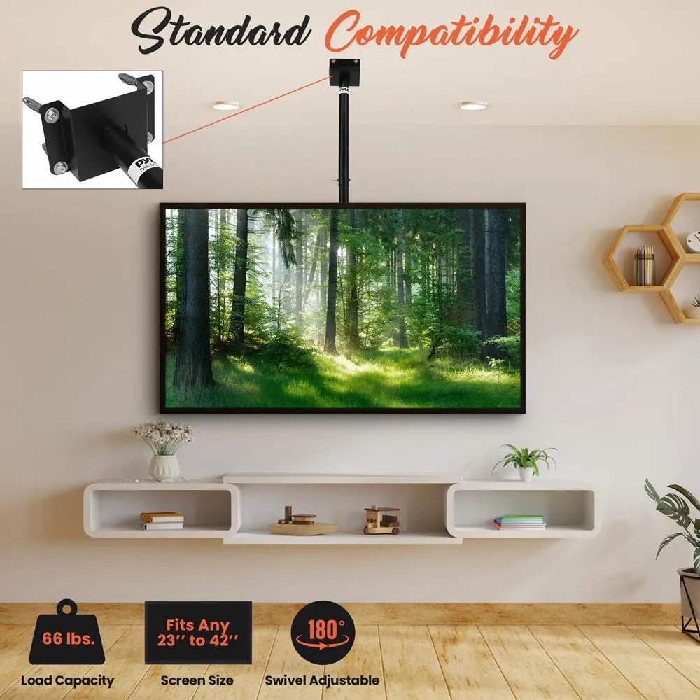Universal Tilt, Swivel And Height Adjustable Tv Ceiling Mount Bracket Fits Virtually All 23” - 42'' Tvs (Flat Panel Hdtv, Lcd, Led, Plasma And Smart Tvs)