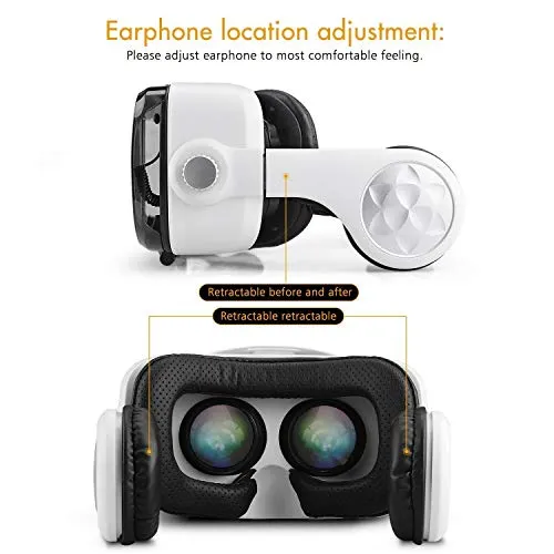 Virtual Reality Headset,Osloon 3D VR Glasses w/Stereo Headphone,Compatible 4.7-6.2 inch iPhone/Android Phone,Including iPhone XS/X/8/8Plus/7/7Plus/6/6Plus/6s/5,Samsung,LG,Nexus etc