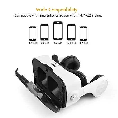 Virtual Reality Headset,Osloon 3D VR Glasses w/Stereo Headphone,Compatible 4.7-6.2 inch iPhone/Android Phone,Including iPhone XS/X/8/8Plus/7/7Plus/6/6Plus/6s/5,Samsung,LG,Nexus etc