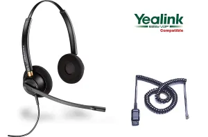 Yealink Compatible Plantronics EncorePro 520 Noise-Canceling Headset Bundle for Yealink SIP-T19P SIP-T20P SIP-T21P SIP-T22P SIP-T26P SIP-T28P SIP-T32G SIP-T38G SIP-T41P SIP-T42G SIP-T46G SIP-T48G